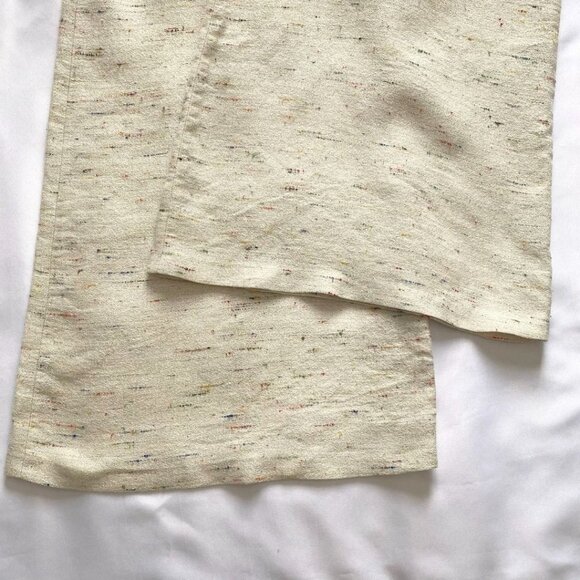 EMILIO PUCCI CREAM COLORFUL MARLED LINEN BLEND EXTRA WIDE LEG FORMAL PANTS - 6 - Picture 8 of 8